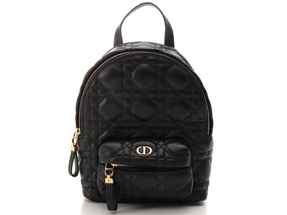 Christian Dior Cannage Backpack Bag Black Lambskin